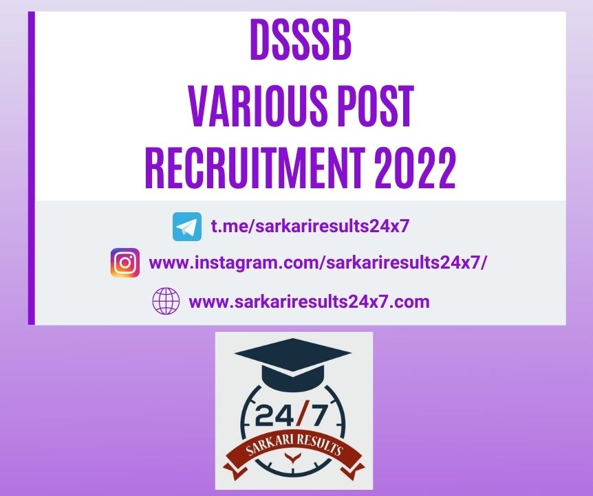 DSSSB Various Post Recruitment 2022