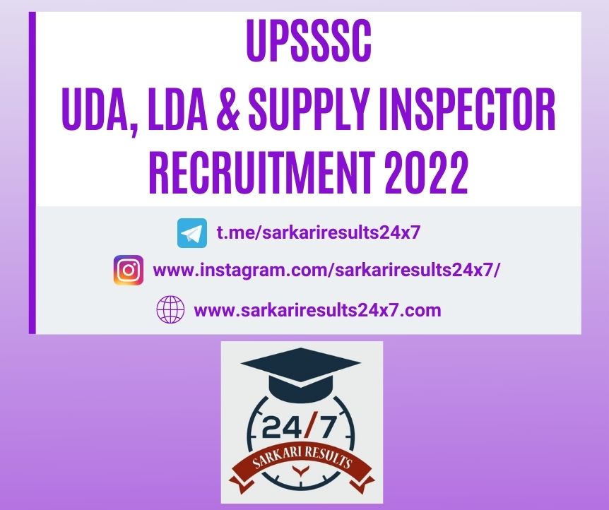 UPSSC UDA LDA & Supply Inspector Recruitment 2022