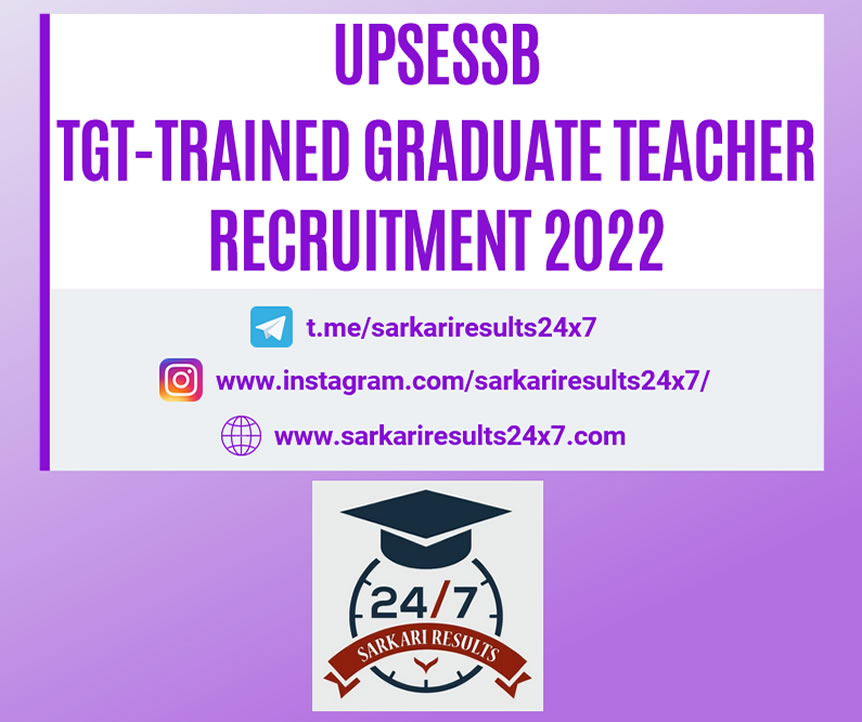 UPSESSB Trained Graduate Teacher (TGT) Recruitment 2022