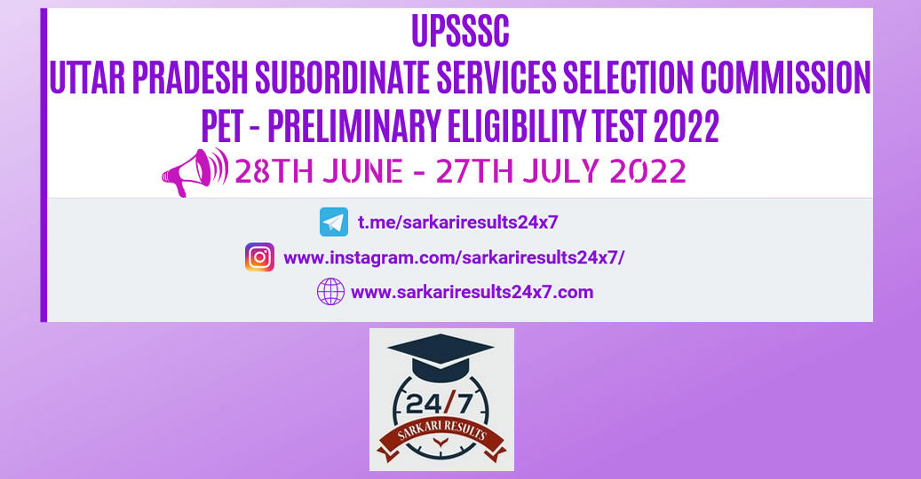 UPSSSC PET Preliminary Eligibility Test 2022