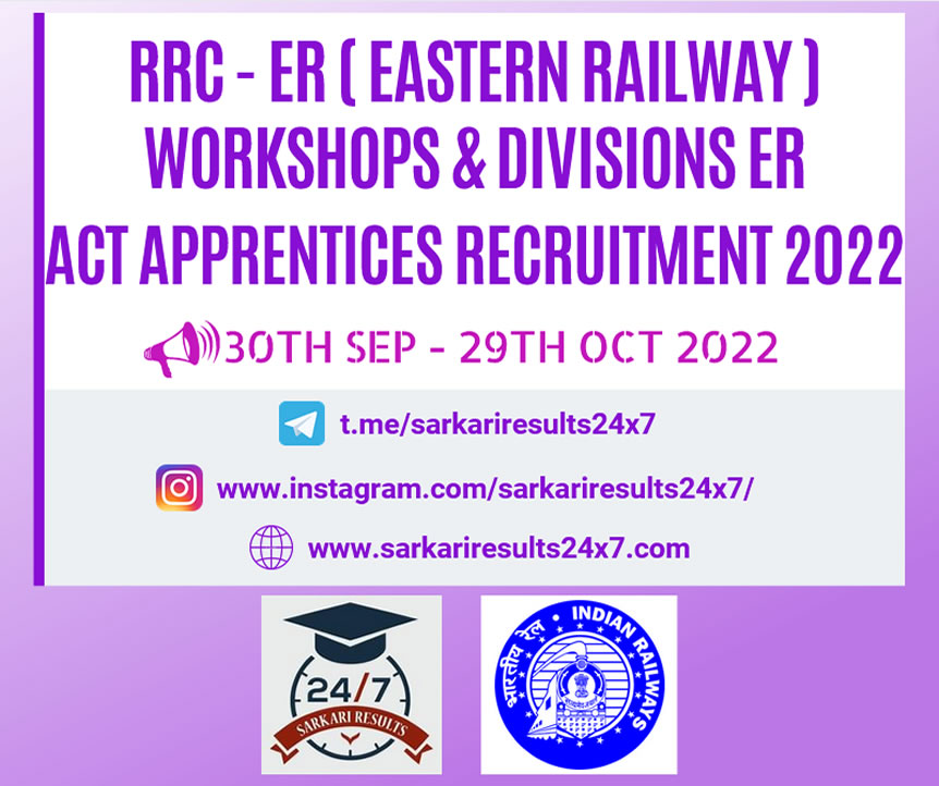 RRC ER - Railway Recruitment Cell Eastern Railway - Act Apprentices Recruitment 2022