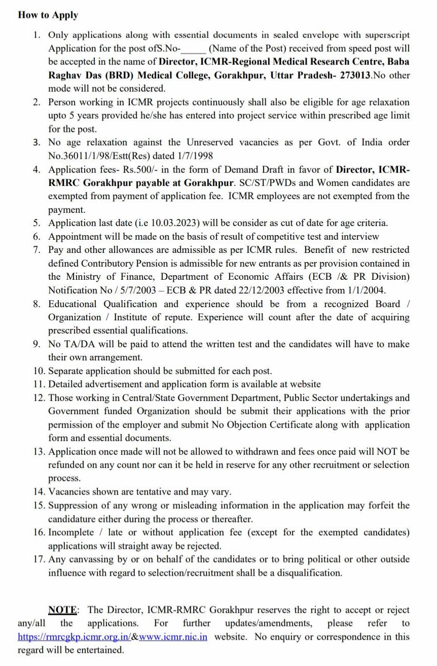 How to Apply Offline Application - ICMR RMRC - Technical Cadre Posts How to Apply Offline Application - ICMR RMRC - Technical Cadre Posts